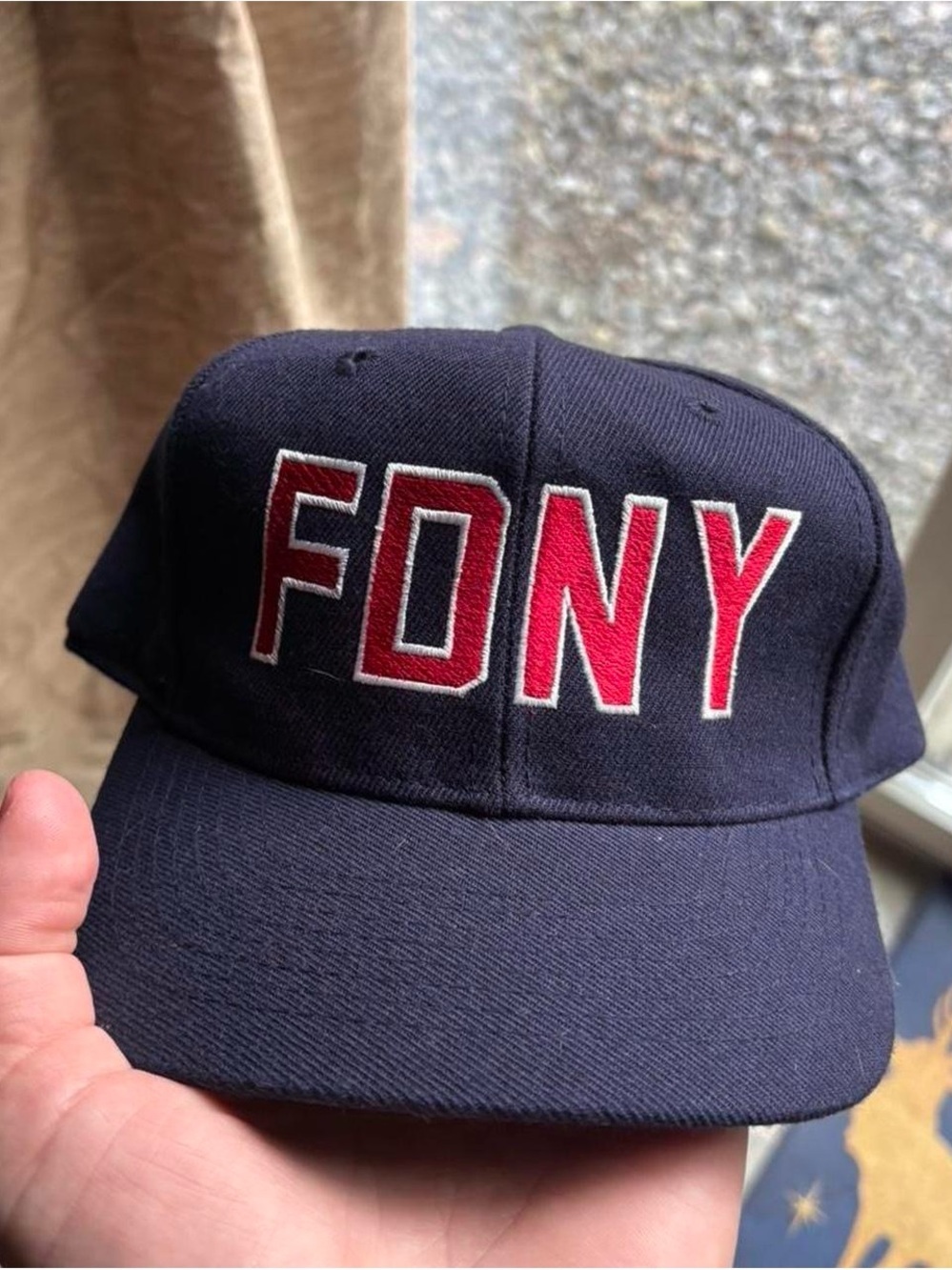 FDNY Embroidered 9/11 Navy Cap with Red Lettering